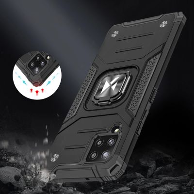 7. Wozinsky Ring Armor robuste Hybrid-Hülle + Magnethalterung für Samsung Galaxy A42 5G blau