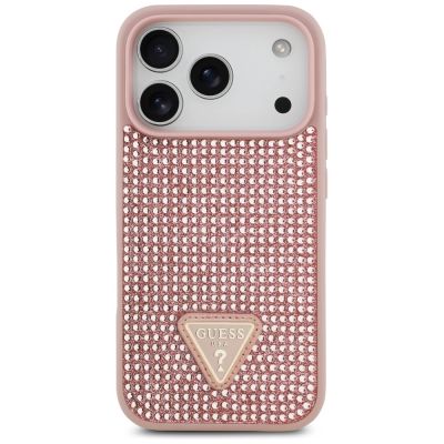3. Guess Strass Dreieck Logo iPhone 17 Pro Hülle - Rosa