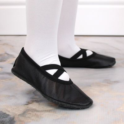 16. Jr Nazo Tanz-Ballettschuhe aus schwarzem Leder mit Gummibändern