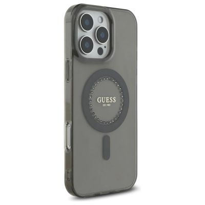 4. Guess IML Rhinestones MagSafe Hülle für iPhone 16 Pro Max – Schwarz