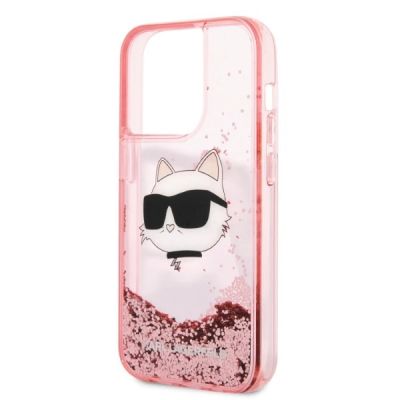 6. Karl Lagerfeld KLHCP14LLNCHCP iPhone 14 Pro 6.1" Pink/Pink Hardcase Glitter Choupette Head