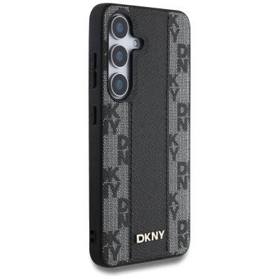 4. DKNY Leather Checkered Pattern MagSafe-Hülle für Samsung Galaxy S25 schwarz