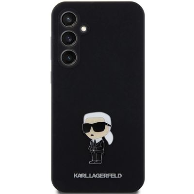 3. Karl Lagerfeld Silikon Ikonik Metal Pin Hülle für Samsung Galaxy S23 FE – Schwarz