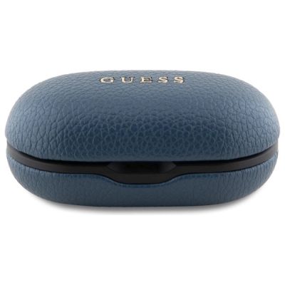 4. Guess GUTWSPGTSPSB TWS Bluetooth-Kopfhörer + Dock, blau/blau genarbtes klassisches Logo