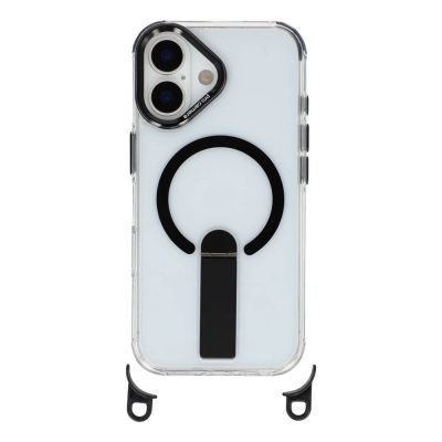 3. iPhone 17 Hülle mit Ständer, kurzem (30 cm) und langem (120 cm) Tragegurt, kompatibel mit MagSafe – Schwarz