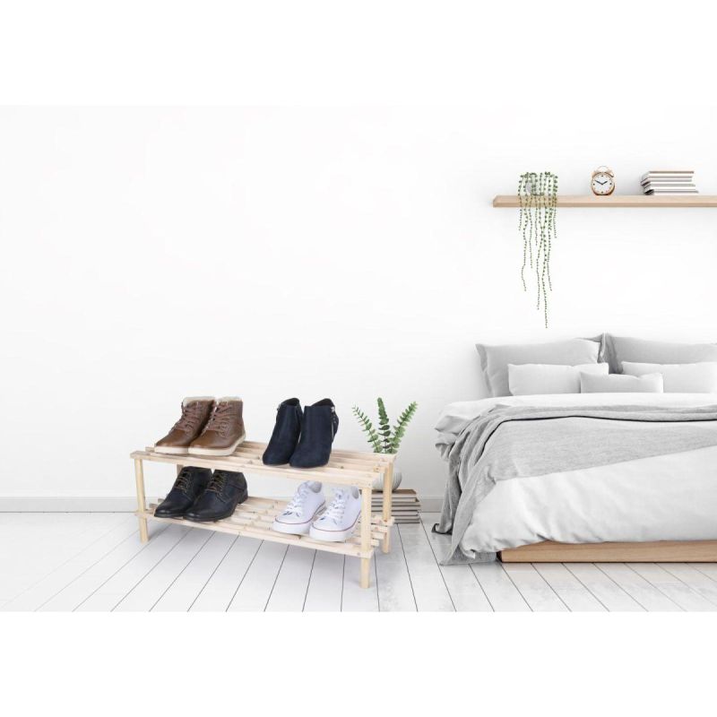 10. ALPINA 2-STUFIGES SCHUHREGAL AUS HOLZ