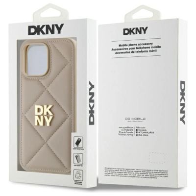 8. DKNY Quilted Stack Logo iPhone 14 Pro Hülle – Beige
