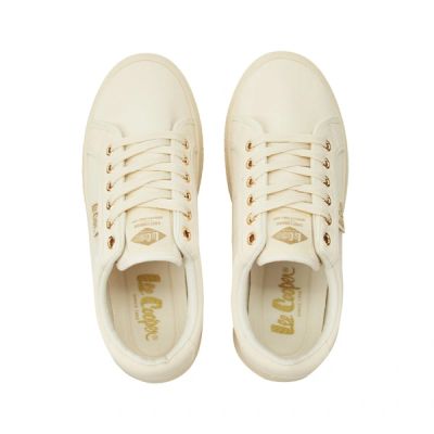 5. Lee Cooper Damenschuhe, sportliche Sneaker, beige Plateau, modisch