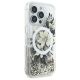 4. Guess Liquid Glitter Flower MagSafe Hülle für iPhone 16 Pro – Beige