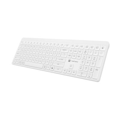 5. NATEC TANG US kabellose Tastatur BT + 2,4 GHz, leise, Slim, weiß