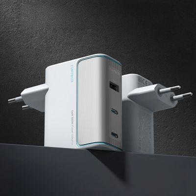 3. Cuktech AD1003EU 100W GaN 2x USB-C + USB-A Wandladegerät mit Kabel – Weiß