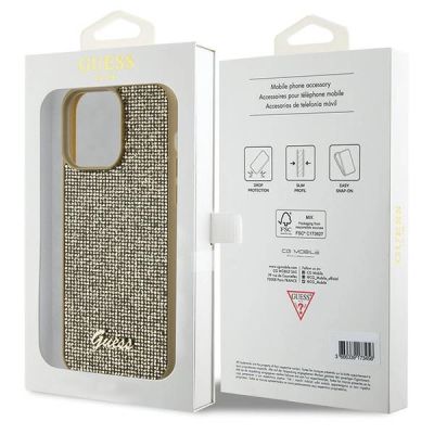 8. Guess Disco Metal Script Hülle für iPhone 15 Pro Max – Gold