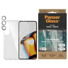 PanzerGlass Bundle 3in1 transparente Hülle + Folie + Kameraschutz für Samsung Galaxy S23