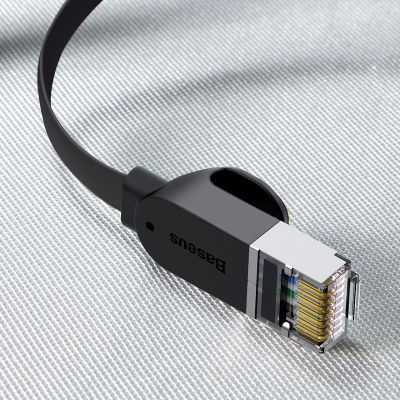 12. Baseus High Speed ​​flaches Ethernet CAT6 RJ45 Netzwerkkabel 1 m – schwarz