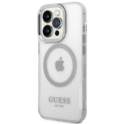 2. Guess GUHMP14XHTRMS iPhone 14 Pro Max 6,7" srebrny/silver hard case Metal Outline Magsafe