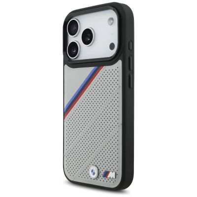 2. BMW M Tricolor Metal Logo MagSafe Case für iPhone 17 Pro – Grau