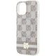 6. DKNY IML Checkered Mono Pattern & Printed Stripes MagSafe Hülle für iPhone 15 Plus / 14 Plus – Beige