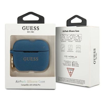 3. Guess GUACAPSILGLBL AirPods Pro Abdeckung blau/blauer Silikon-Glitter