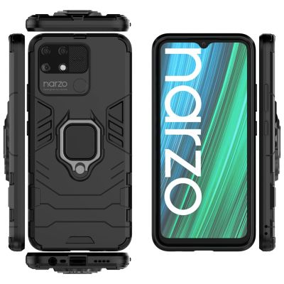 12. Ring Armor Tough Hybrid Case Cover + Magnethalter Realme Narzo 50A schwarz