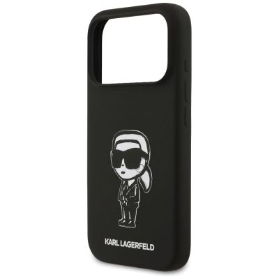 6. Karl Lagerfeld Silikonhülle mit Karl-Skizze und Logo (MagSafe) für iPhone 17 Pro – Schwarz