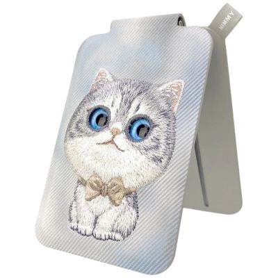3. Nimmy Neue Katzen-Magnetgeldbörse mit großen Augen und niedlichen Haustieren 2.0 – Grau