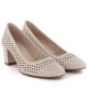 3. Beige Pumps mit Lochmuster und Blockabsatz, Sergio Leone PB848