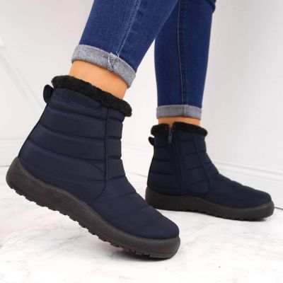 10. NEWS W EVE181B wasserdichte Schneestiefel mit Reißverschluss marineblau 