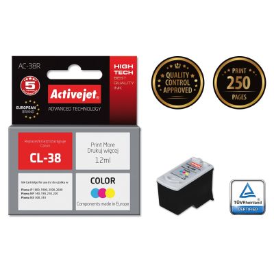 2. Activejet AC-38R Tinte (Ersatz für Canon CL-38; Premium; 12 ml; Farbe)