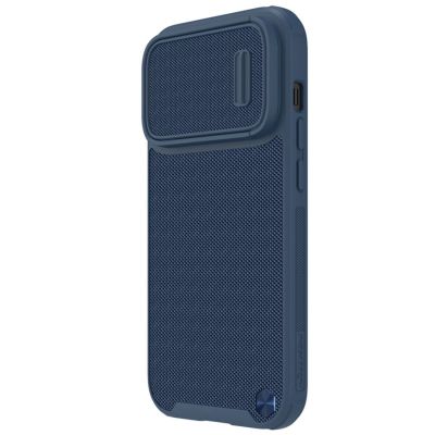 2. Nillkin Textured S Case iPhone 14 Pro Max gepanzerte Hülle mit Kameraabdeckung blau