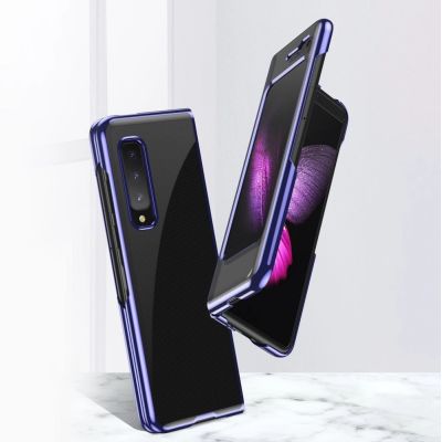 11. Plating Case hard case Electroplating frame Handyhülle Schutzhülle für Samsung Galaxy Fold blau