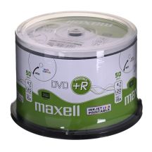 MAXELL DVD+R 4,7 GB, 50 Stück pro Spindel. 16-fache Schreibgeschwindigkeit, 120 Min. Bedruckbare Discs für Tintenstrahldrucker. Verwendungszweck: Multimedia.
