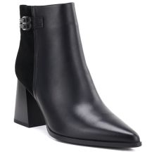 Schwarze Damen-Ankle-Boots aus Leder mit hohem Absatz, D&A S.Barski CR62-3477