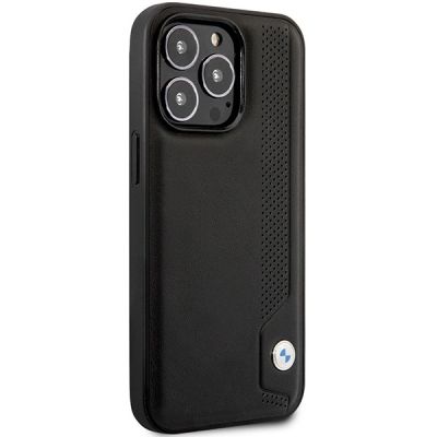 4. Hülle BMW BMHCP14L22RBDK iPhone 14 Pro 6.1" schwarz/schwarz Hardcase Leder Blue Dots