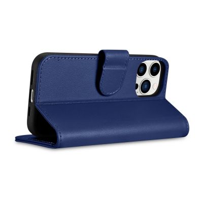 8. iCarer Wallet Case 2in1 Cover iPhone 14 Pro Leder Flip Case Anti-RFID blau (WMI14220726-BU)