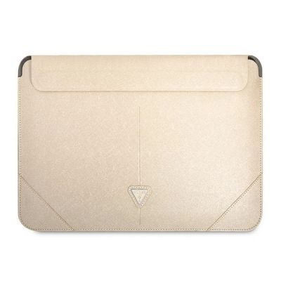 Guess Saffiano Triangle Logo-Hülle für einen 14-Zoll-Laptop – Beige