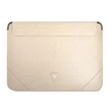 Guess Saffiano Triangle Logo-Hülle für einen 14-Zoll-Laptop – Beige