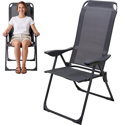 6. Faltbarer Campingstuhl mit Armlehnen, Graphit, REDCLIFFS