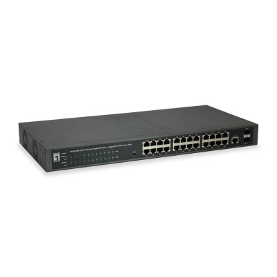 6. LevelOne WebSmart/GB PoE+ Switch 26-Port 19" 370W 1Gbps