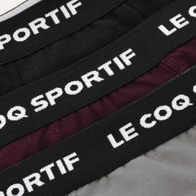 9. Le Coq Sportif Herren-Boxershorts, 3er-Pack, Schwarz, Grau, Burgunderrot