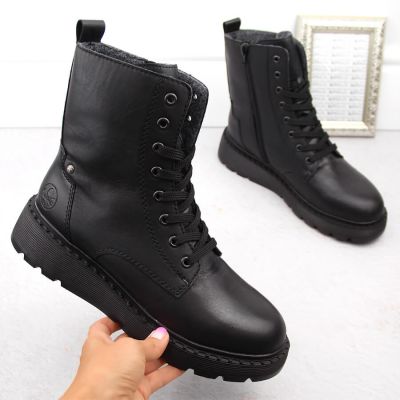 14. Gefütterte Damen-Lederstiefeletten Rieker schwarz 70401-00