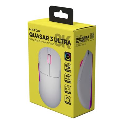 8. Hator Quasar 3 Ultra 8K Kabellose Gaming-Maus Weiß