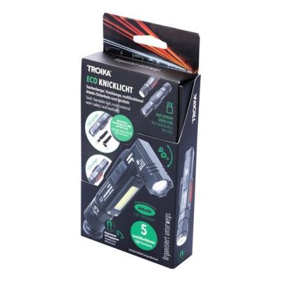 5. TROIKA ECO KNICKLICHT Schwarze Hand- und Stirnband-Taschenlampe mit COB-LED