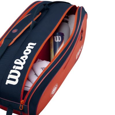 5. Wilson Roland Garros 2026 Team 6PK Tennistasche Orange und Marineblau WR8053301001