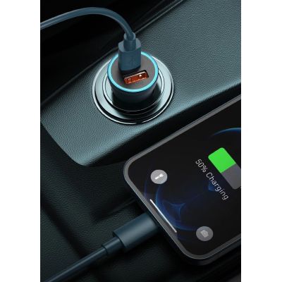 12. Baseus Golden Contactor Pro Quick Charger Auto Ladegerät USB Typ C / USB 40 W Power Delivery 3.0 Quick Charge 4+ SCP FCP AFC grau (CCJD-0G)