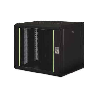 28. Digitus Unique 19" 9U Rackmount-Netzwerkschrank, 600 x 450 mm, Glastür, schwarz, ungeteilt, montiert, 100 kg