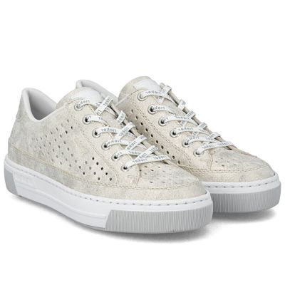 2. Bequeme, weiche, beige Damenschuhe mit Lochmuster Rieker L8849-60