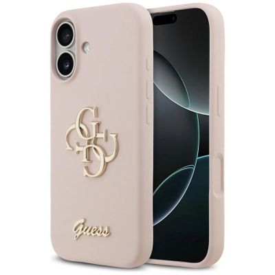 Guess Silikonhülle mit großem 4G-Schriftzug für iPhone 17 – Pink