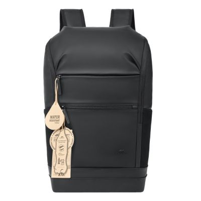 22. Rivacase Eden City Rucksack, Schwarz, Polyester, gewachstes Leder (Pull-Up)