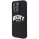 2. DKNY Silikon-MagSafe-Hülle mit weißem bedrucktem Logo für iPhone 16 Pro – Schwarz