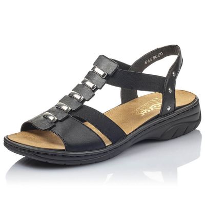 10. Schwarze Römersandalen aus Leder Rieker W 64580